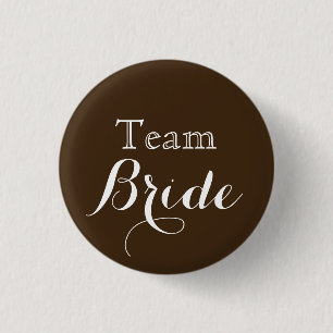 Bóton Redondo 2.54cm Noiva da Equipe de Casamento Branco Brown