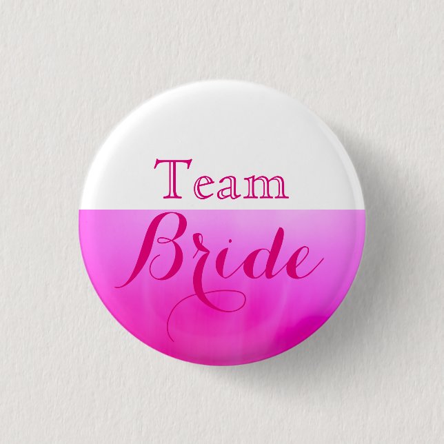 Bóton Redondo 2.54cm Noiva da Equipe de Casamento Rosa e Branco (Frente)