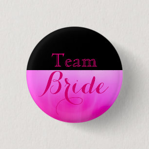 Bóton Redondo 2.54cm Noiva da Equipe de Casamento Rosa e Preto