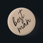 Bóton Redondo 2.54cm Noiva Moderna | Beige   Letra Preta<br><div class="desc">Mostre seu orgulho de noiva com acessórios personalizados perfeitos para casamentos fora da cidade.</div>