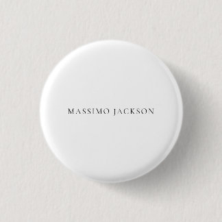 Bóton Redondo 2.54cm Nome Minimalista Moderno Simples Preto Branco