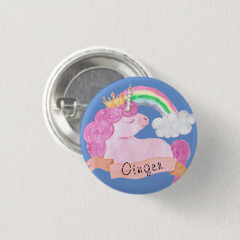 Bóton Redondo 2.54cm Nome Personalizado do 🌈 Rainbow Unicorn
