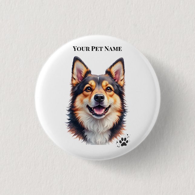 Bóton Redondo 2.54cm Nome Simples Moderno de Pet & Design Personalizado (Frente)