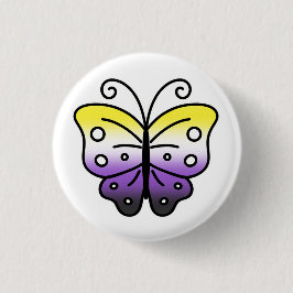 Bóton Redondo 2.54cm Nonbinary Pride Butterfly Pin Badge