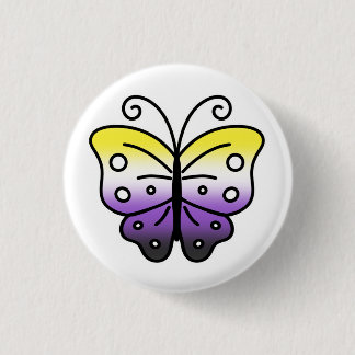 Bóton Redondo 2.54cm Nonbinary Pride Butterfly Pin Badge
