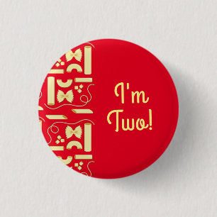 Bóton Redondo 2.54cm Noodles Pasta Kid Party - primeiro aniversario Ita