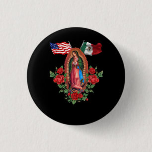 Bóton Redondo 2.54cm Nossa Senhora Virgen De Guadalupe Bandeira Mexican