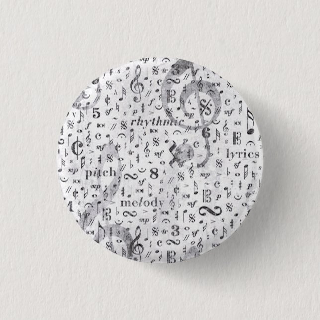 Bóton Redondo 2.54cm Nota da música & botão do símbolo (Frente)