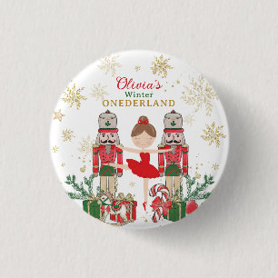 Bóton Redondo 2.54cm Nutcracker Inverno Onederland 1º Aniversário Verme