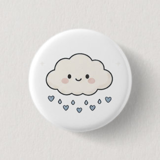 Bóton Redondo 2.54cm Nuvem De Chuva Sorridente Fofa Chovendo Corações E