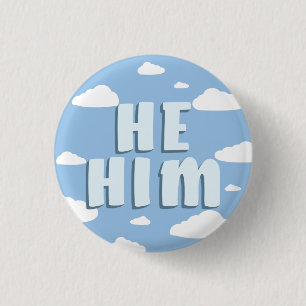 Bóton Redondo 2.54cm Nuvens Azuis Ele/Ele Contém 