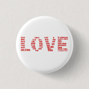 Bóton Redondo 2.54cm O amor é... 1 Corinthians 13:4-8 verso Bíblia