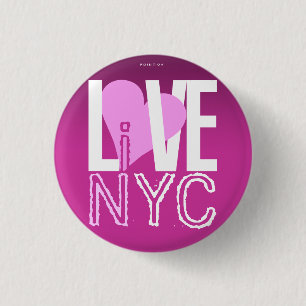 Bóton Redondo 2.54cm O amor NYC vive no rosa de botão de NYC