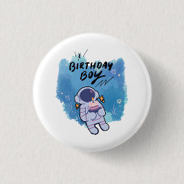 Bóton Redondo 2.54cm O Astronauta de Aniversário