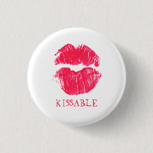 Bóton Redondo 2.54cm O batom vermelho dos lábios de Kissable beija o