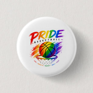 Bóton Redondo 2.54cm O Design Temático Arco-íris do Basquete Pride