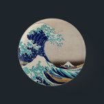 Bóton Redondo 2.54cm O Excelente Hokusai desceu de Kanagawa. Vintage ja<br><div class="desc">Katsushika Hokusai botão "A onda do Excelente de Kanagawa". Ilustração do japão Vintage.</div>