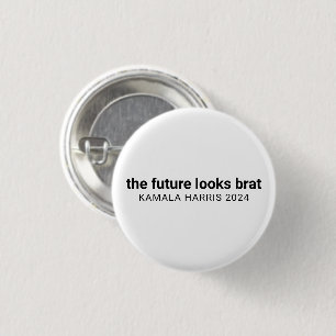 Bóton Redondo 2.54cm O futuro olha brat kamala harris 2024 branco