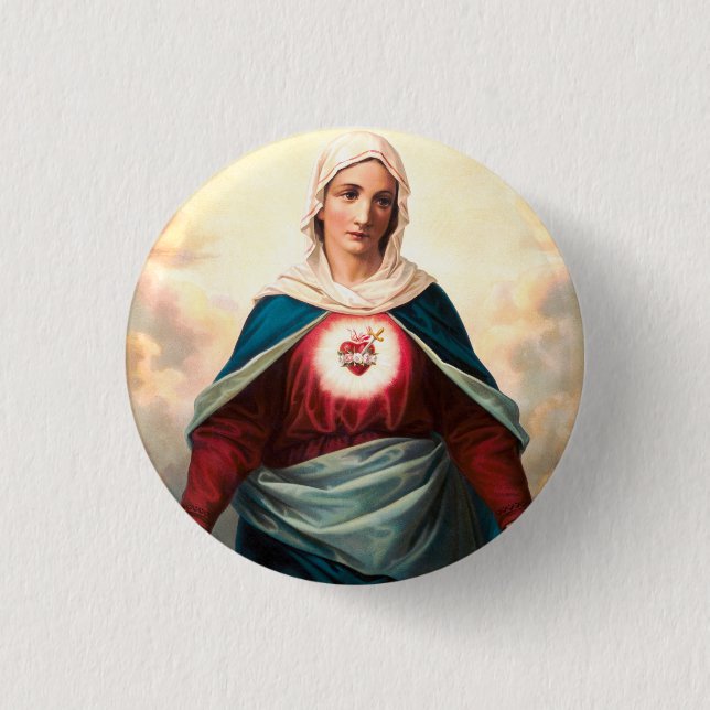 Bóton Redondo 2.54cm O Imaculado Coração de Maria (Frente)
