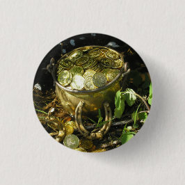 Bóton Redondo 2.54cm O Pote de Leprechaun é Dourado! Botão