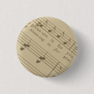 Bóton Redondo 2.54cm O Prazer É Para Você - Botão De Notas De Músic