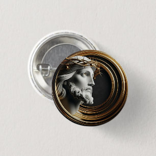 Bóton Redondo 2.54cm O toque divino Jesus cerâmico olhando para os céus