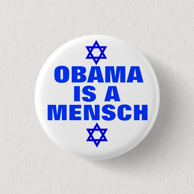 Bóton Redondo 2.54cm Obama é um Mensch 2012 (Frente)