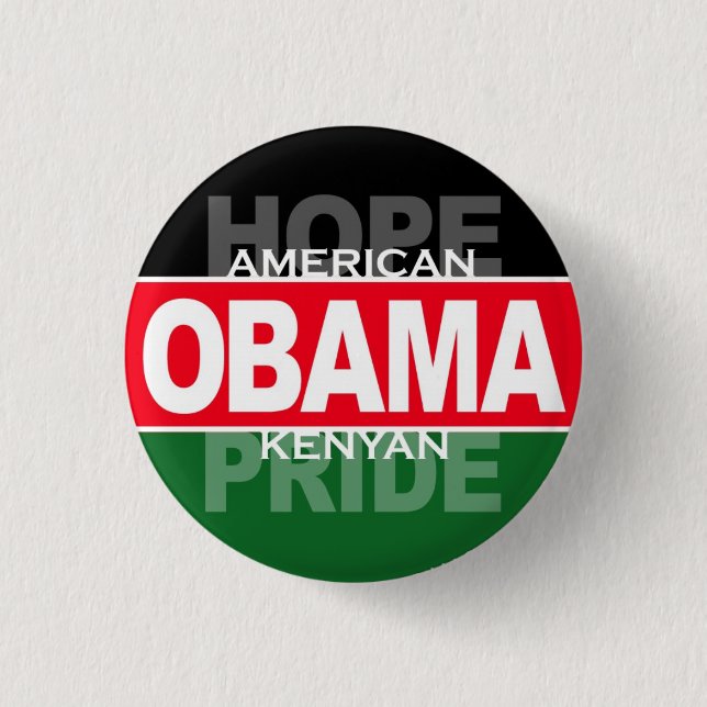 Bóton Redondo 2.54cm Obama -- Esperança americana, orgulho do Kenyan (Frente)