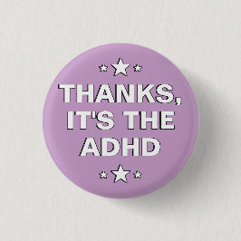 Bóton Redondo 2.54cm Obrigados É o slogan branco roxo do Pastel ADHD