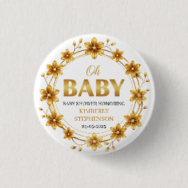 Bóton Redondo 2.54cm Oh Baby Watercolor Rose Gold Baby Shower