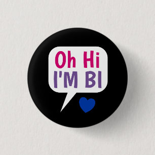 Bóton Redondo 2.54cm Oh olá! eu sou botão bissexual do orgulho do Bi