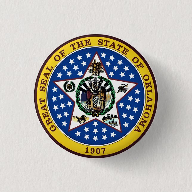 Bóton Redondo 2.54cm Oklahoma State Seal (Frente)
