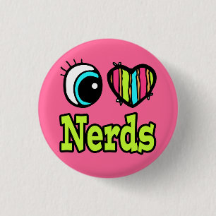 Bóton Redondo 2.54cm Olho Brilhante Coração Eu Amo Nerds