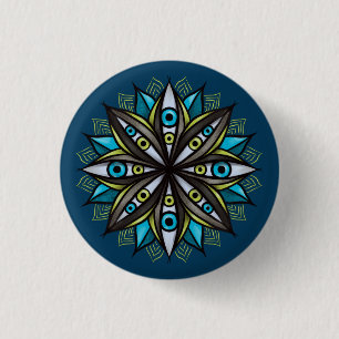 Bóton Redondo 2.54cm Olhos Estranhos Com Flor Íris Duplo Mandala