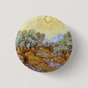 Bóton Redondo 2.54cm Oliveiras com céu amarelo e sol