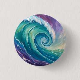Bóton Redondo 2.54cm Onda Espiral do Oceano Abstrato
