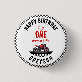 Bóton Redondo 2.54cm One Fast Race Motorcycle Boy 1st Birthday Party