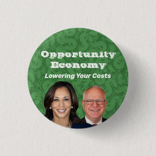 Bóton Redondo 2.54cm Opportunity Economy Harris Walz 2024