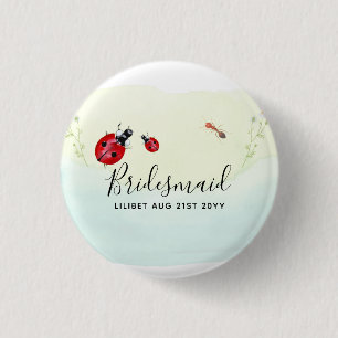 Bóton Redondo 2.54cm Orçamento Bridesmaid Bridal Party Gifs LADYBUGS