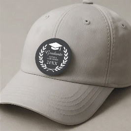 Bóton Redondo 2.54cm Orgulho de Graduação do Emblema de Wreath em Preto