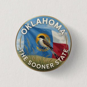 Bóton Redondo 2.54cm Orgulho do Estado de Oklahoma ✦ Patrimônio Sooner