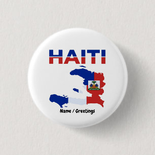 Bóton Redondo 2.54cm Orgulho Haitiano Bandeira Haiti Mapa Desenho Patri