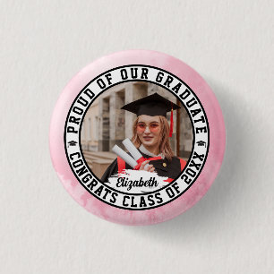 Bóton Redondo 2.54cm Orgulhoso de nosso Graduado Foto de Formatura Fash