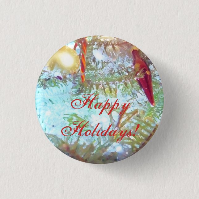 Bóton Redondo 2.54cm Ornamentos de Férias à Luz (Frente)
