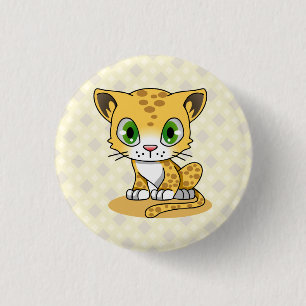 Bóton Redondo 2.54cm Os desenhos animados bonitos do kawaii do leopardo