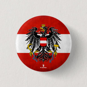 Bóton Redondo 2.54cm "Österreich: 1918/heute - Flagge mit Wappen...
