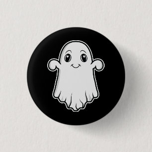 Bóton Redondo 2.54cm Ótima Ilustração de Cartoon Fantasma no Dia das Br