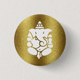 Bóton Redondo 2.54cm Ouro Glitter de Ganesha