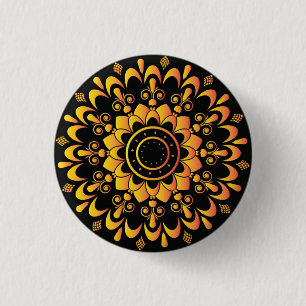 Bóton Redondo 2.54cm Ouro único Mandala Design