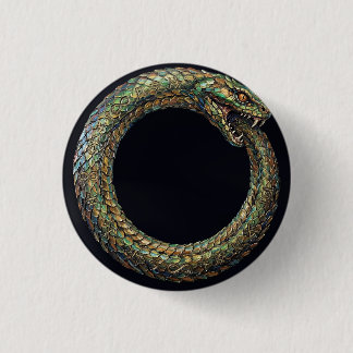 Bóton Redondo 2.54cm Ouroboros — Poster Rúnico Símbolo da Serpente Anti